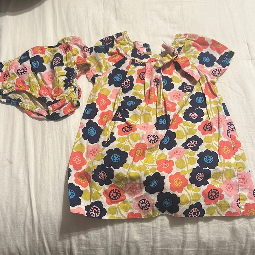 Cherokee Pink and Navy Floral Baby Dress